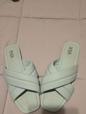 a.n.a Mint Green Crisscross Slides